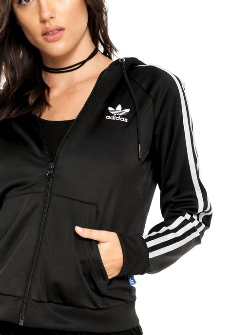 jaqueta adidas originals slim fz hoodie preta